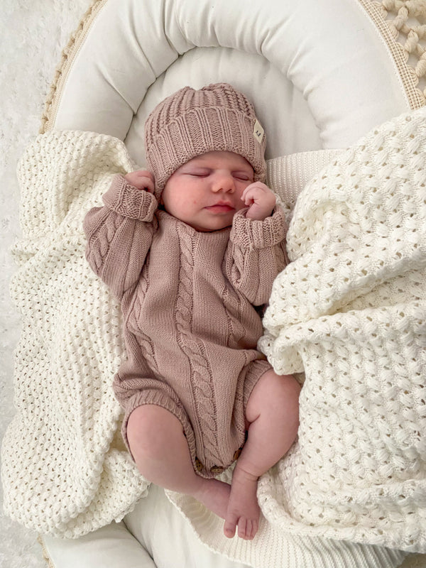 chunky-knit-beanie-dusty-petal Luna and Luca Newborn Baby Clothes